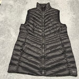 Lands End Puffer Vest Jacket Womens Large Black Long Down Coat
